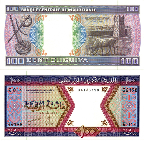 Банкнота Мавритиния 100 угий 1999 год - UNC