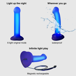 Светящийся фаллоимитатор Strap-on-me Glow-Led Dildo - M, фиолетовый