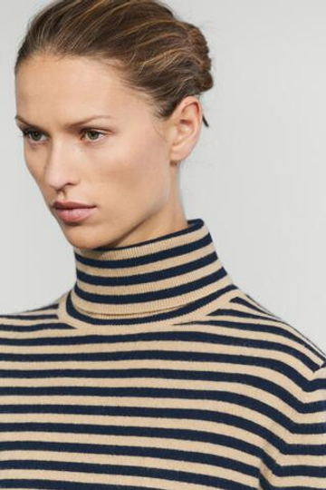 Massimo Dutti Свитер из шерсти и кашемира с высоким воротником, темно-синий