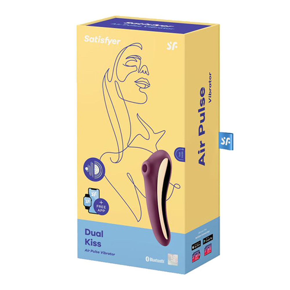 Фиолетовый вибромассажер 19см с вакуумной стимуляцией Satisfyer Dual Kiss
