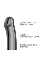 Черный фаллос на присоске Silicone Bendable Dildo L - 19 см. (Цвет: черный)