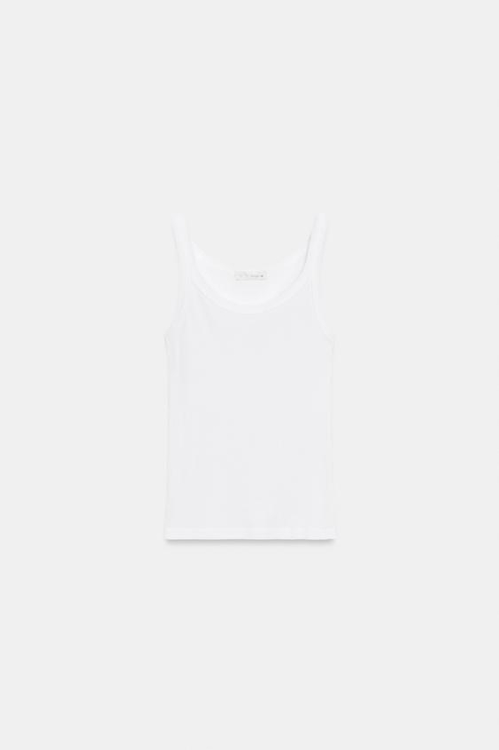ZARA ТОП В РУБЧИК ИЗ ХЛОПКА, БЕЛЫЙ