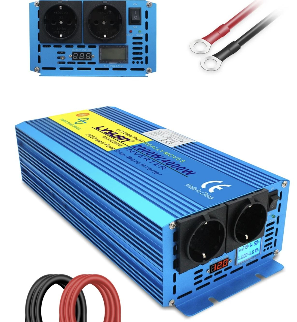 Автомобильный преобразователь напряжения инвертор Lvyuan 4000w 12v-220v Power inverter. Чистый синус. Чистая, немодифицированная синусоида.
