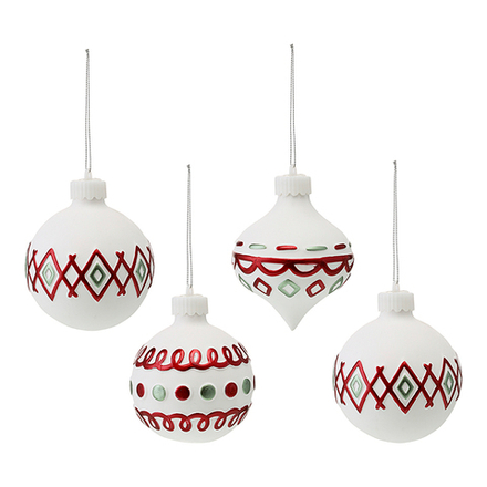 Набор ёлочных украшений с подсветкой Festive embroidery из коллекции New Year Essential, 4 шт.