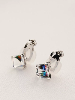 Клипсы Миражи с зелеными кристаллами Swarovski