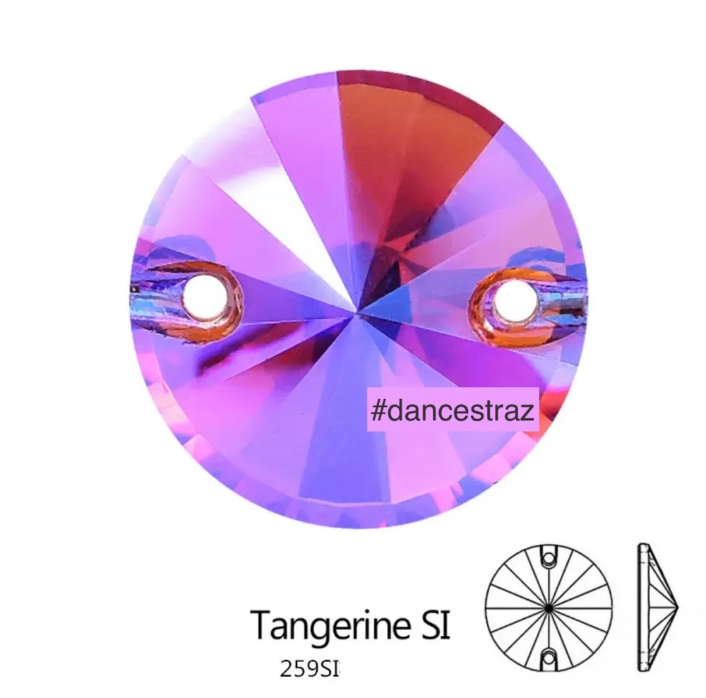 Стразы пришивные, Rivoli, Tangerine SI, 259SI, 12mm, (40 ea/pkg), 5A+best, (F2)