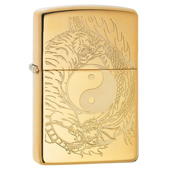 Цена наЗажигалка ZIPPO Tiger and Dragon с покрытием High Polish Brass, латунь/сталь, золотистая,  36x12x56 мм