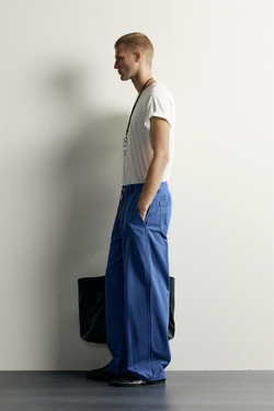 ZARA БРЮКИ RELAXED STRAIGHT FIT, ЯРКО-СИНИЙ