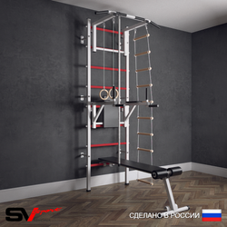 Шведская стенка Sv Sport (Турник стандарт/Брусья/Скамья/Канат/Кольца/Лестница)