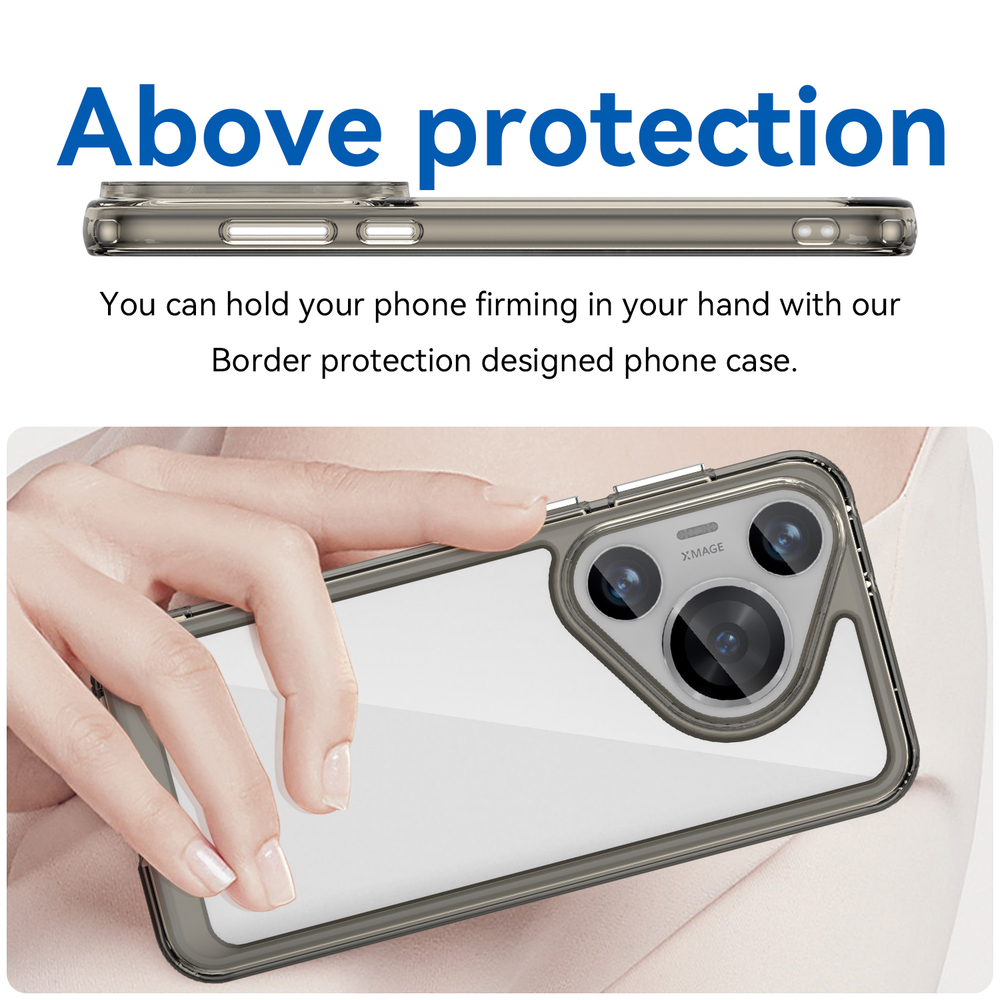 Усиленный защитный чехол с серыми тонированными рамками для Huawei Pura 70 Pro и Pura 70 Pro+