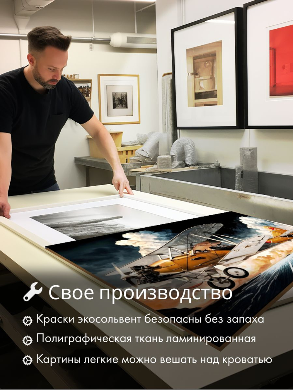 Картина для дома Самолеты ВОВ По-2 50х70 1шт