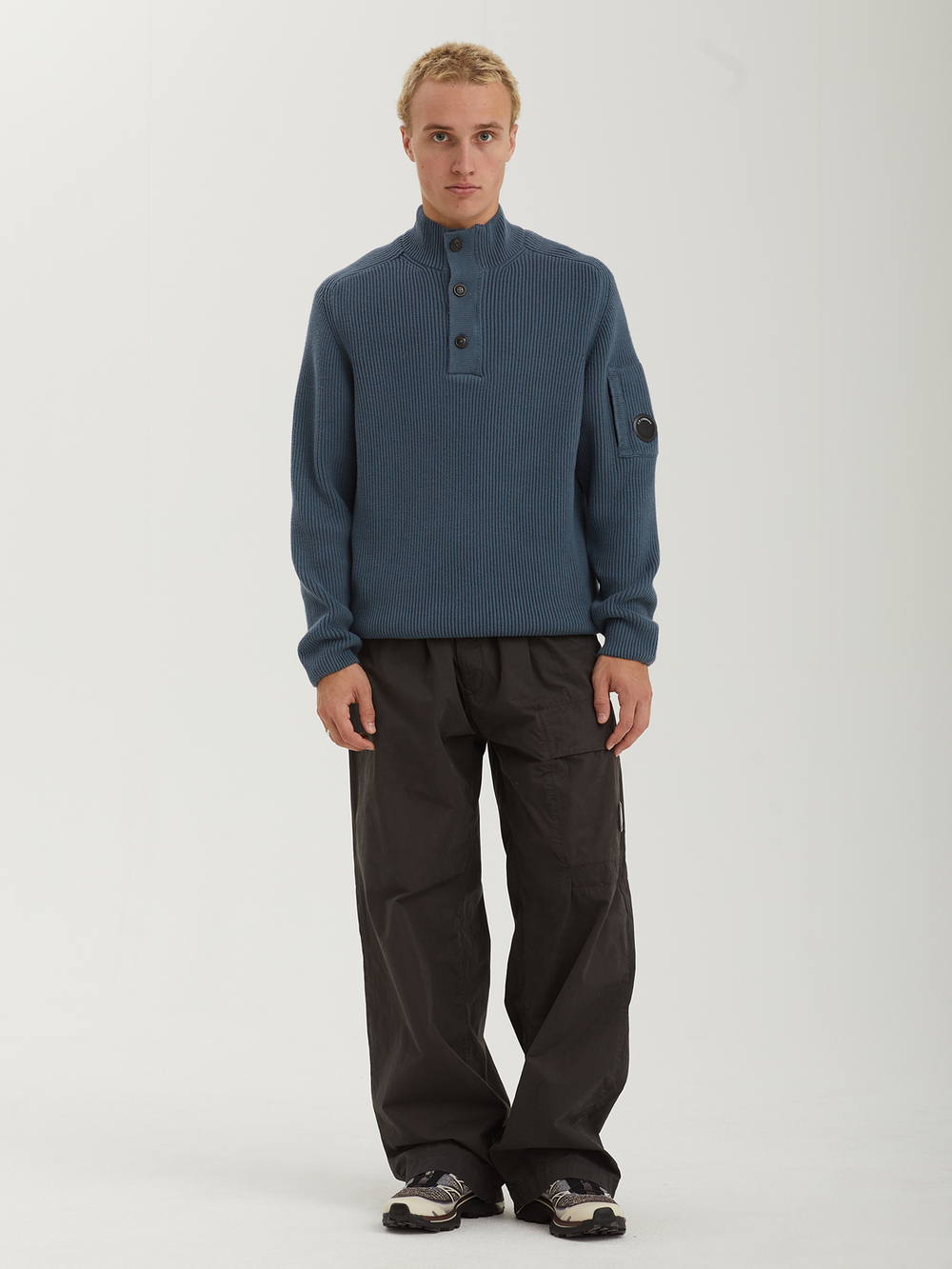 Мужской Свитер (Half-button) Full Rib Cotton Half Button Lens