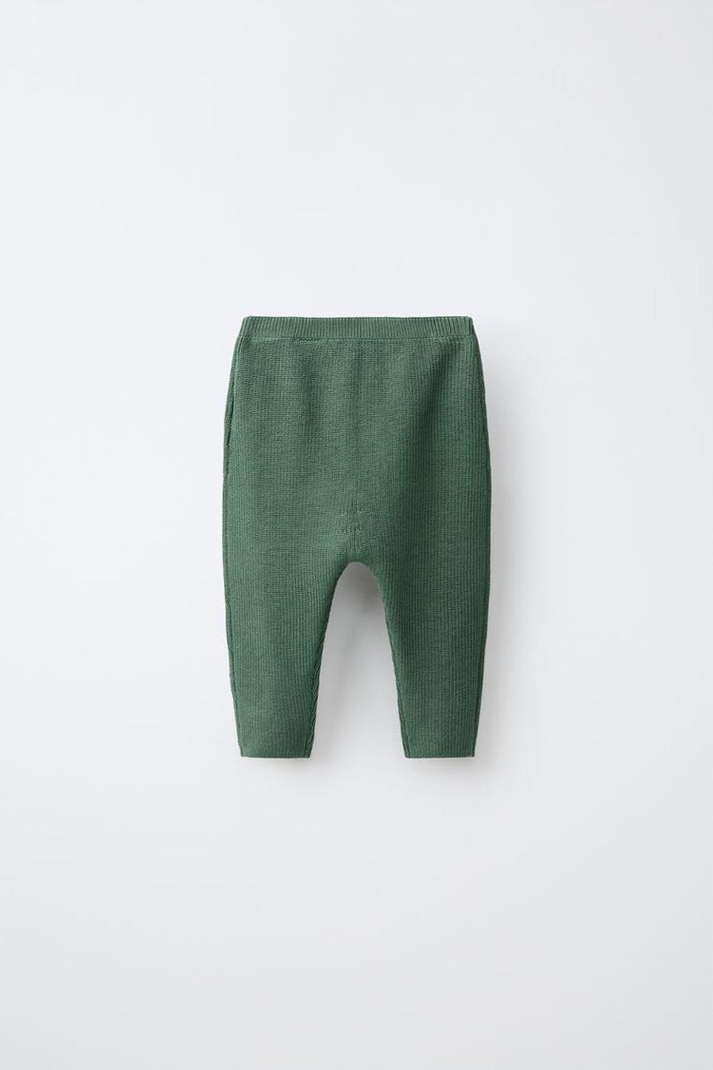 ZARA ТРИКОТАЖНЫЕ ДЖОГГЕРЫ ЖЕМЧУЖНОЙ ВЯЗКИ, ЗЕЛЕНЫЙ