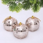 Новогодние шары 8 см (набор 3 шт) «Shining Disco», Розовое золото