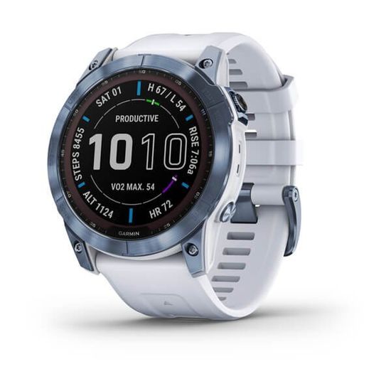 Часы Garmin Fenix 7X Sapphire Solar, синий титан с белым силиконом 010-02541-15