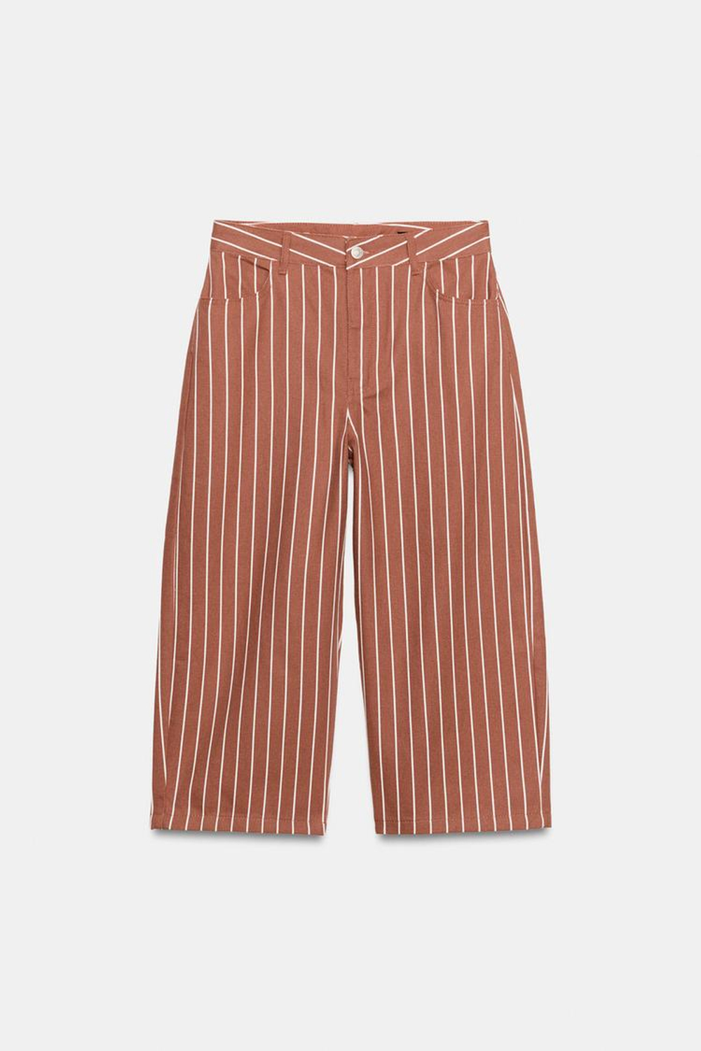 ZARA УКОРОЧЕННЫЕ БРЮКИ В ПОЛОСКУ — ZW COLLECTION, ГРАНАТОВЫЙ