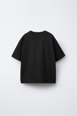 ZARA БАЗОВАЯ ОДНОТОННАЯ ФУТБОЛКА, ЧЕРНЫЙ