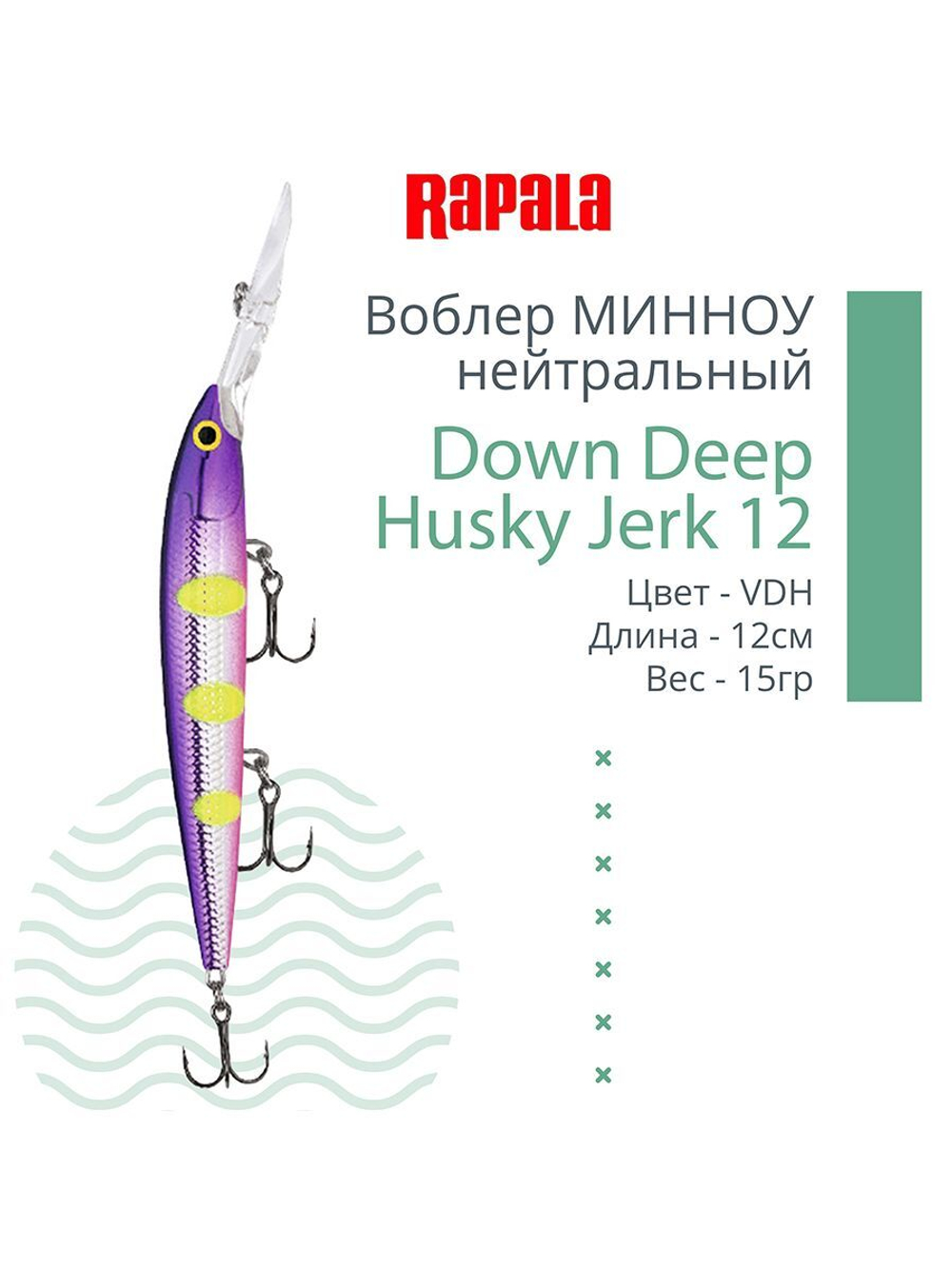 Воблер RAPALA Down Deep Husky Jerk 14, 14см, 23гр, цвет GF