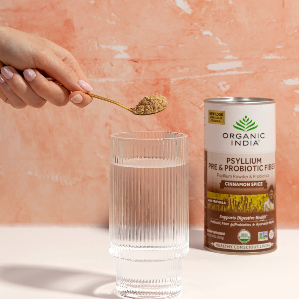 Organic India, Пребиотическая клетчатка и пробиотическая клетчатка подорожника, корица, 283 г (10 унций)