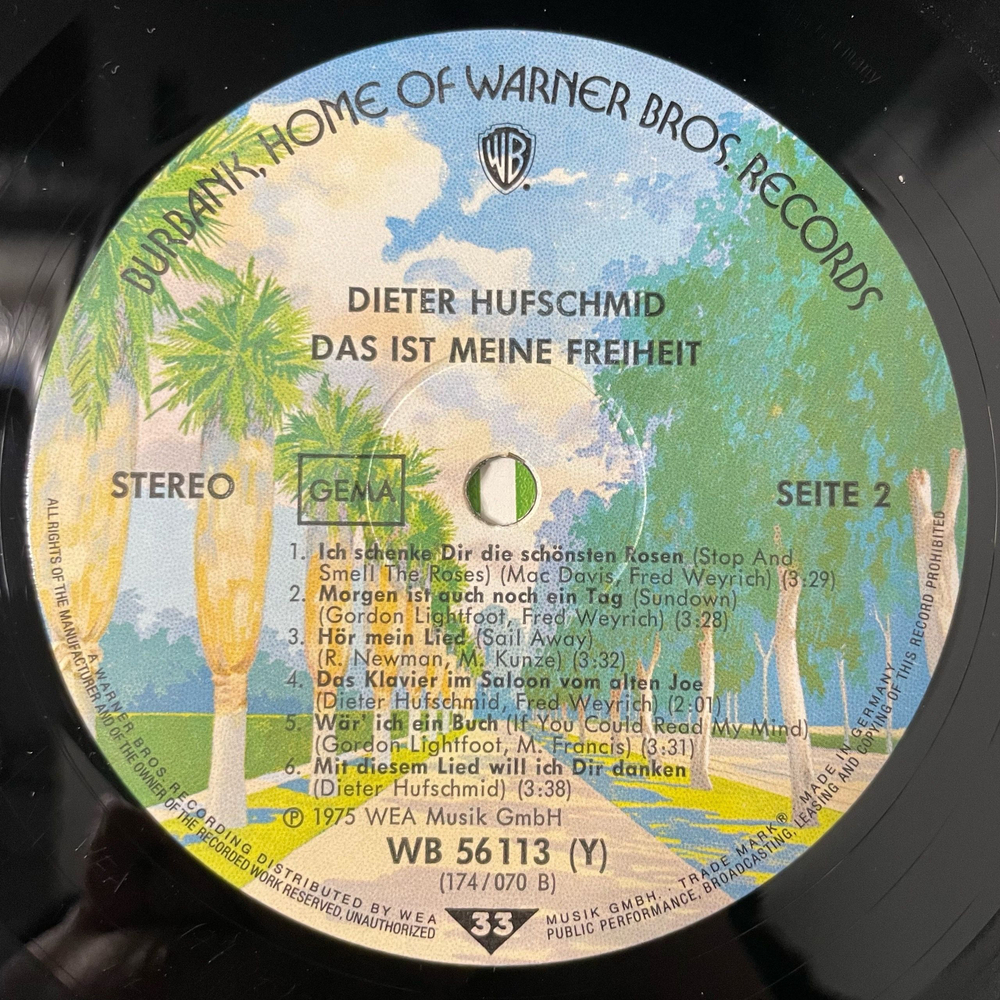Винтажная виниловая пластинка LP Dieter Hufschmid, Das Ist Meine Freiheit (Германия 1975) Кантри