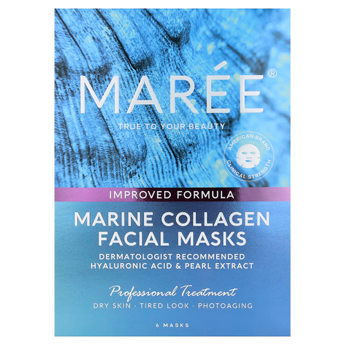 Maree, маски для лица с морским коллагеном, 6 шт.
