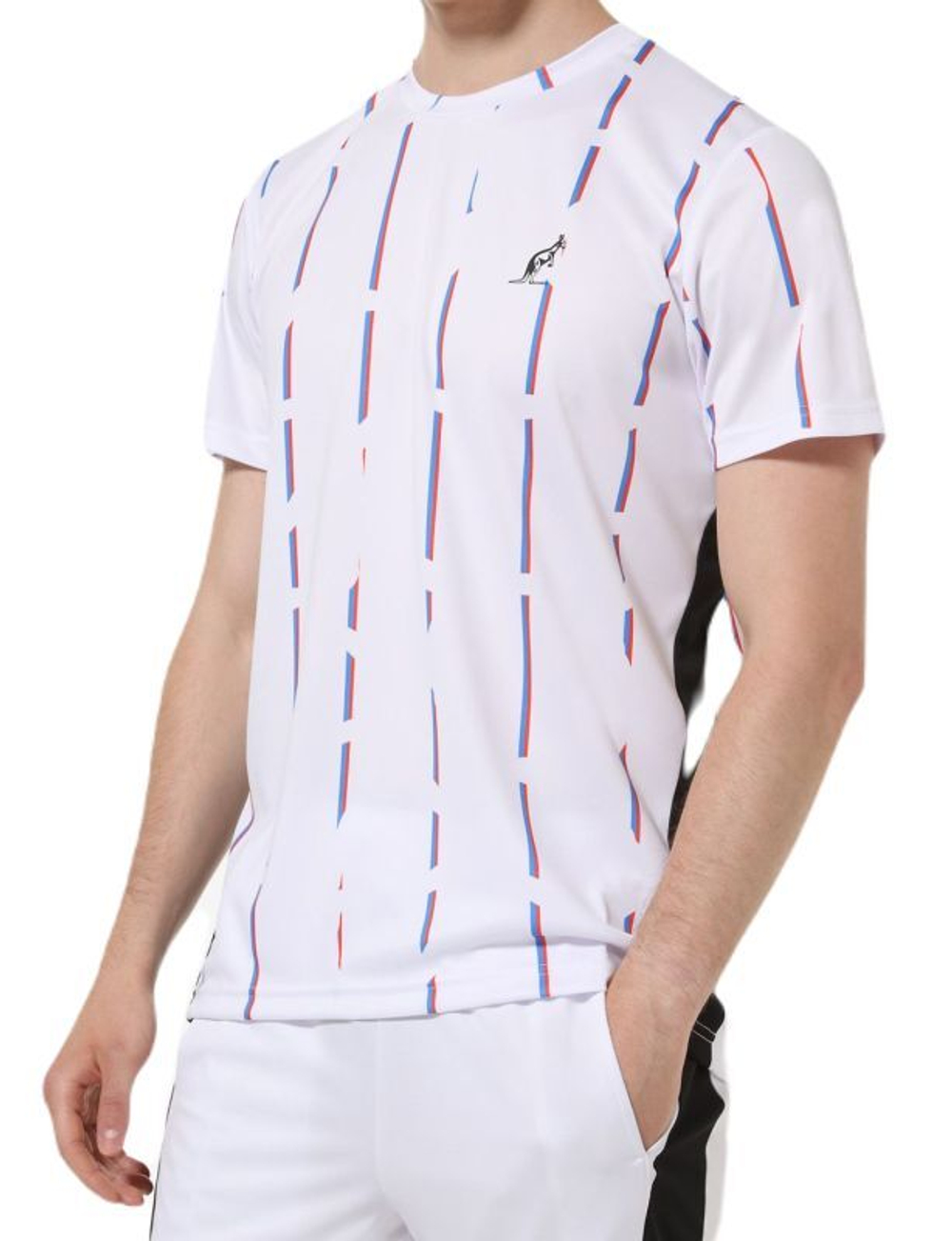 Мужская теннисная футболка Australian Ace T-Shirt With Stripes Print - белый