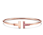 Браслет из розового золота 18k с розовыми сапфирами 💠Tiffany - T Wire