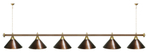 Лампа STARTBILLIARDS 6 пл. (плафоны зеленые,штанга зеленая,фурнитура золото)