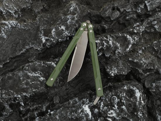 Складной нож -бабочка Ganzo G766-GR c клинком из стали 440C, рукоять G10