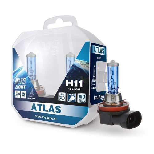 Лампа 12 В H11 55 Вт 5000К галогенная 2 шт. бокс Atlas AVS