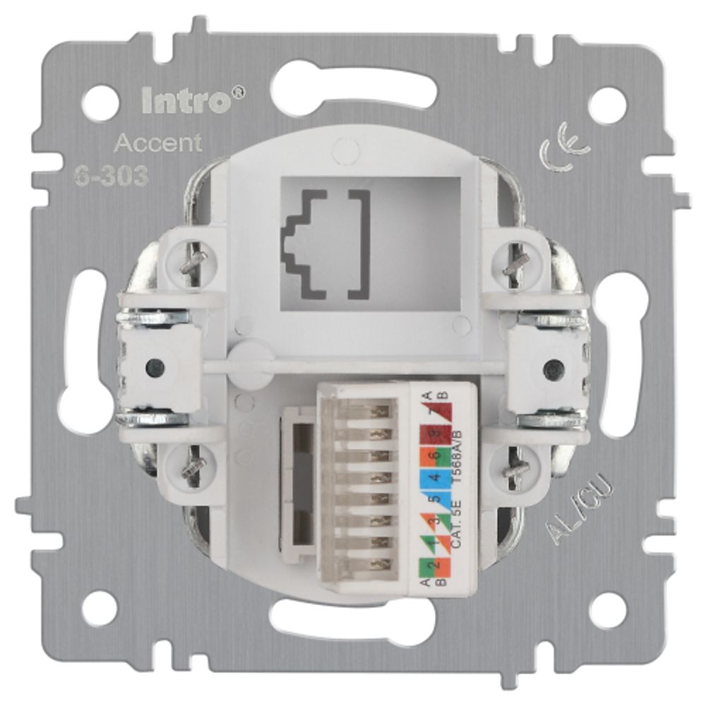 Розетка Intro Accent 6-303-01 информационная RJ45 IP20 СУ белый | Intro