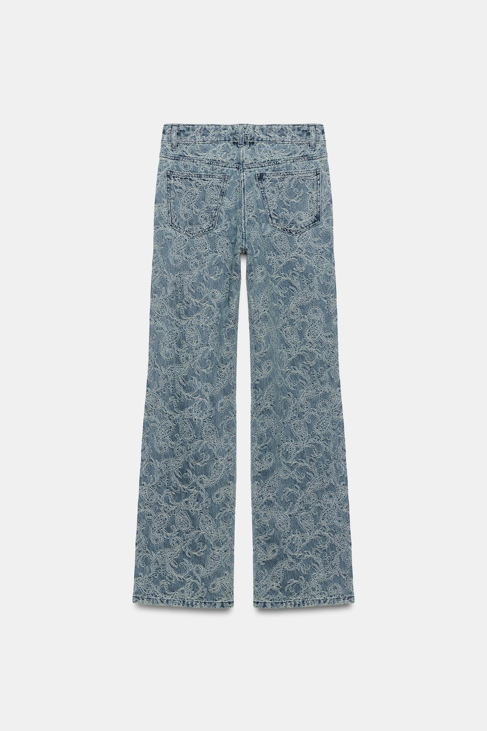ZARA ДЖИНСЫ FLARE С ВЫСОКОЙ ПОСАДКОЙ И ЖАККАРДОМ — ZW COLLECTION, СИНИЙ