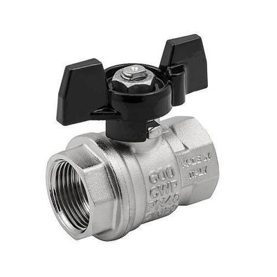 Кран шаровой полнопроходной ELSEN Strong T - 1/2" (ВР/ВР, PN40, Tmax 150°C, ручка-бабочка черная)