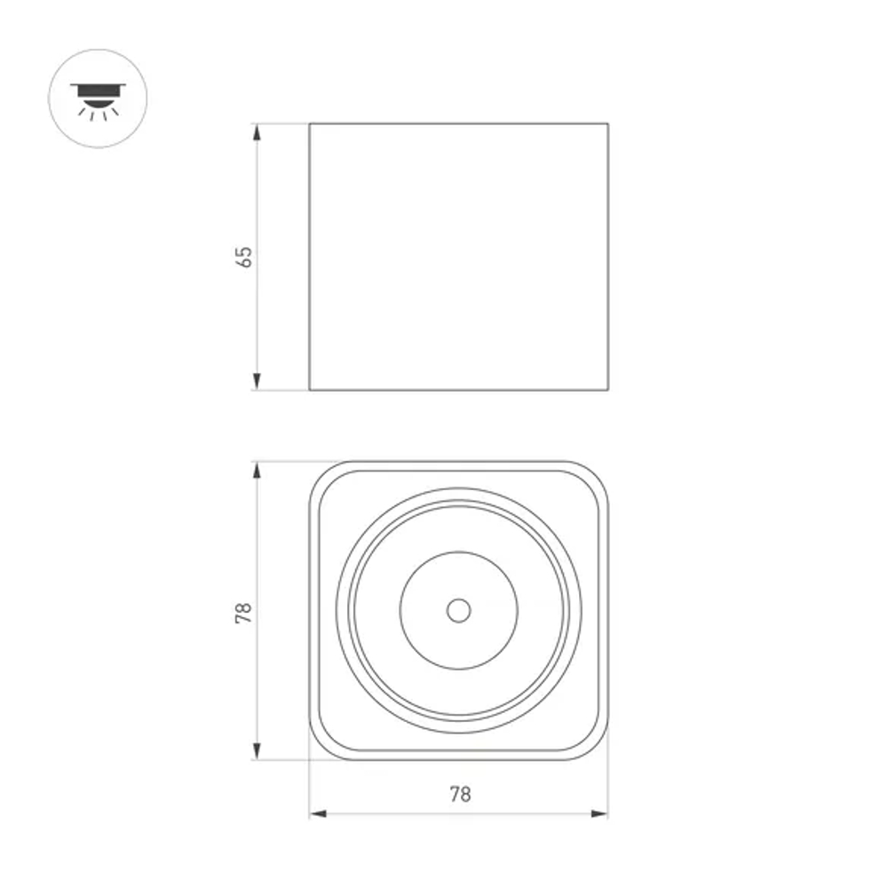 Светильник SP-DICE-S78x78-10W Day4000 (WH, 24 deg, 230V) (Arlight, IP54 Металл, 5 лет) 046634
