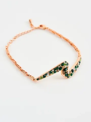 Браслет Молния с зелеными кристаллами Swarovski