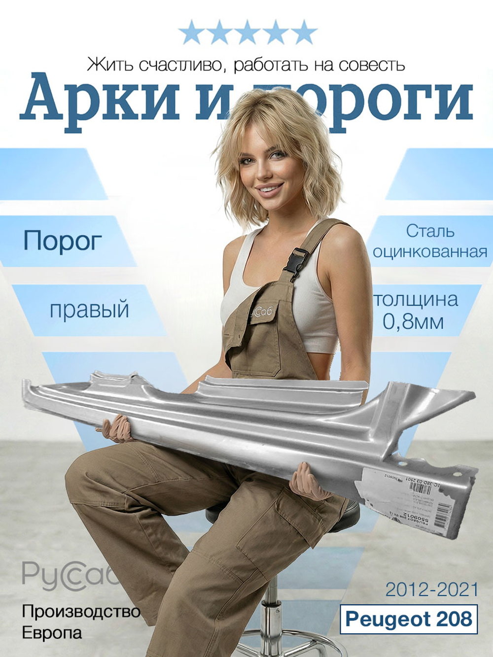 Порог правый Peugeot 208 (Klokkerholm)