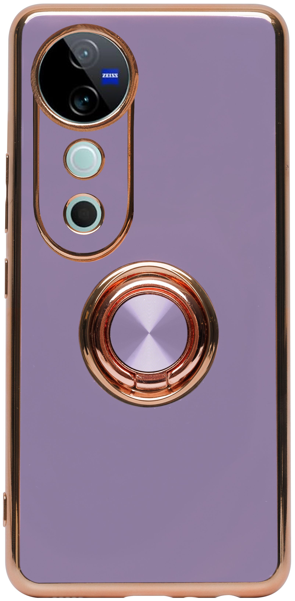 Стильный глянцевый чехол для VIVO V40 / V40 PRO / T3 ULTRA с кольцом-подставкой и бархатной подкладкой