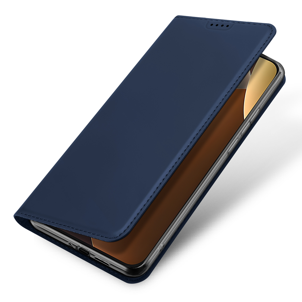 Чехол книжка из PU кожи синего цвета для Xiaomi Redmi Note 15 Pro 5G, серия Skin Pro Series от Dux Ducis