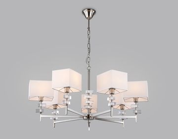 Подвесная люстра с абажурами 7*Е14 LH71323/7 SN/WH никель/белый High Light Classic Ambrella