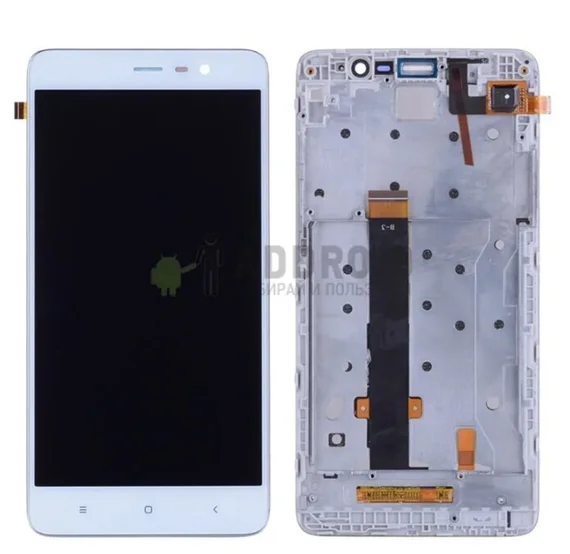 Дисплей для Xiaomi Redmi Note 3 Pro SE в сборе с тачскрином на рамке (White)