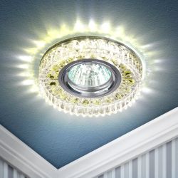 Светильник встраиваемый cо светодиодной подсветкой ЭРА DK LD14 SL/WH под лампу MR16 GU5.3 прозрачный | Встраиваемые LED светильники