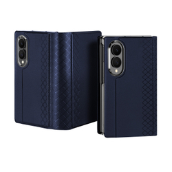 Чехол из кожи синего цвета с магнитной крышкой для Samsung Galaxy Z Fold 8, серия Bril Series (Magnetic Version) от Dux Ducis
