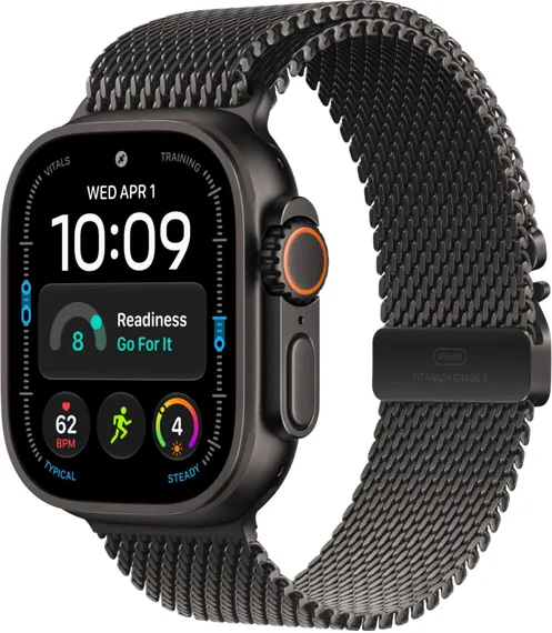 Часы Apple Watch Ultra 4, 49 мм, титан чёрного цвета, миланский сетчатый браслет (2026)