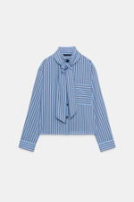 РУБАШКА В ПОЛОСКУ С БАНТОМ — ZARA