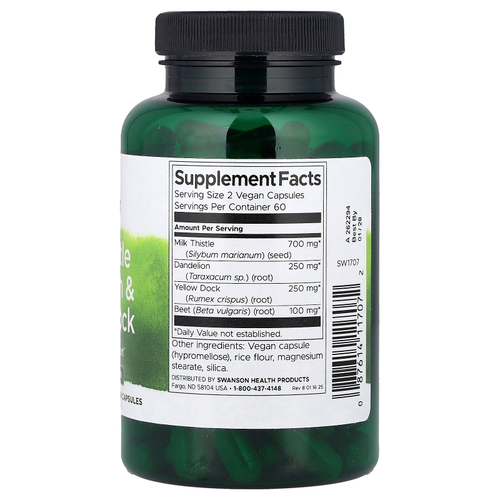 Swanson Vitamins, Расторопша, одуванчик и желтый док, 120 капсул