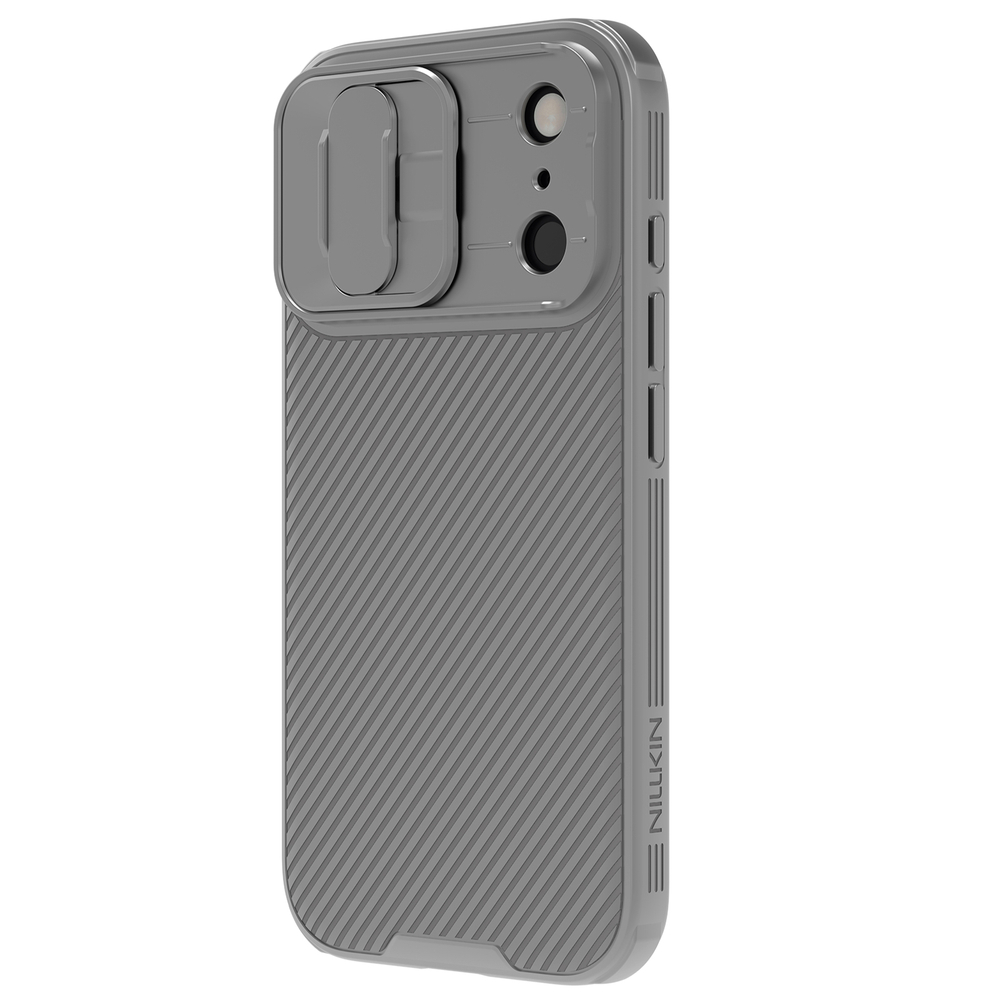 Чехол серого-цвета цвета (Titanium Gray) от Nillkin на iPhone 17 Pro, серия CamShield Pro Case ( сдвижная шторкой для камеры)