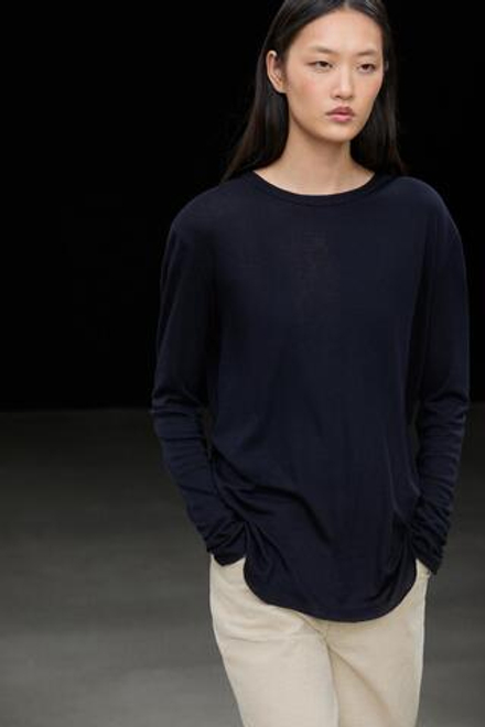 Massimo Dutti Футболка из смесовой шерсти, темно-синий
