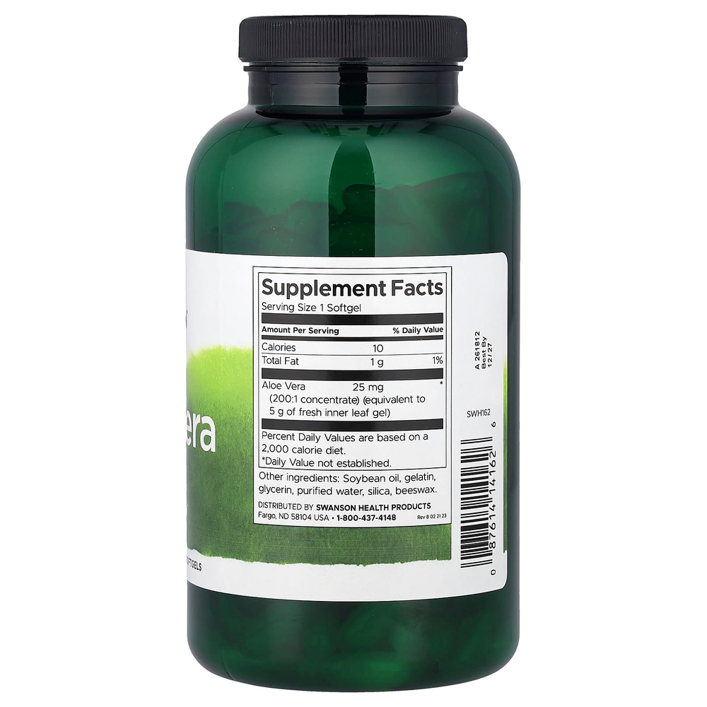 Swanson Vitamins, алоэ вера, 25 мг, 300 капсул
