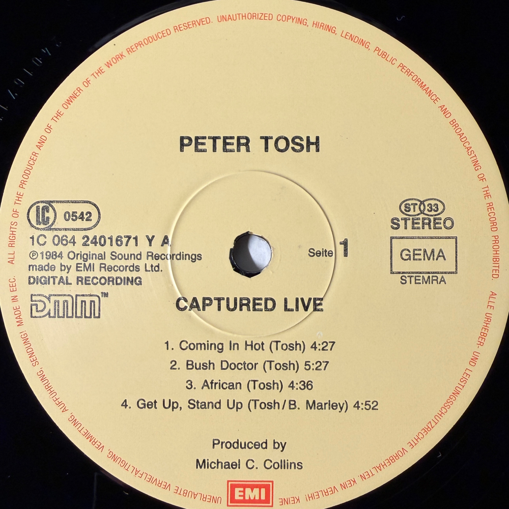 Peter Tosh – Captured Live (Европа 1984г.)