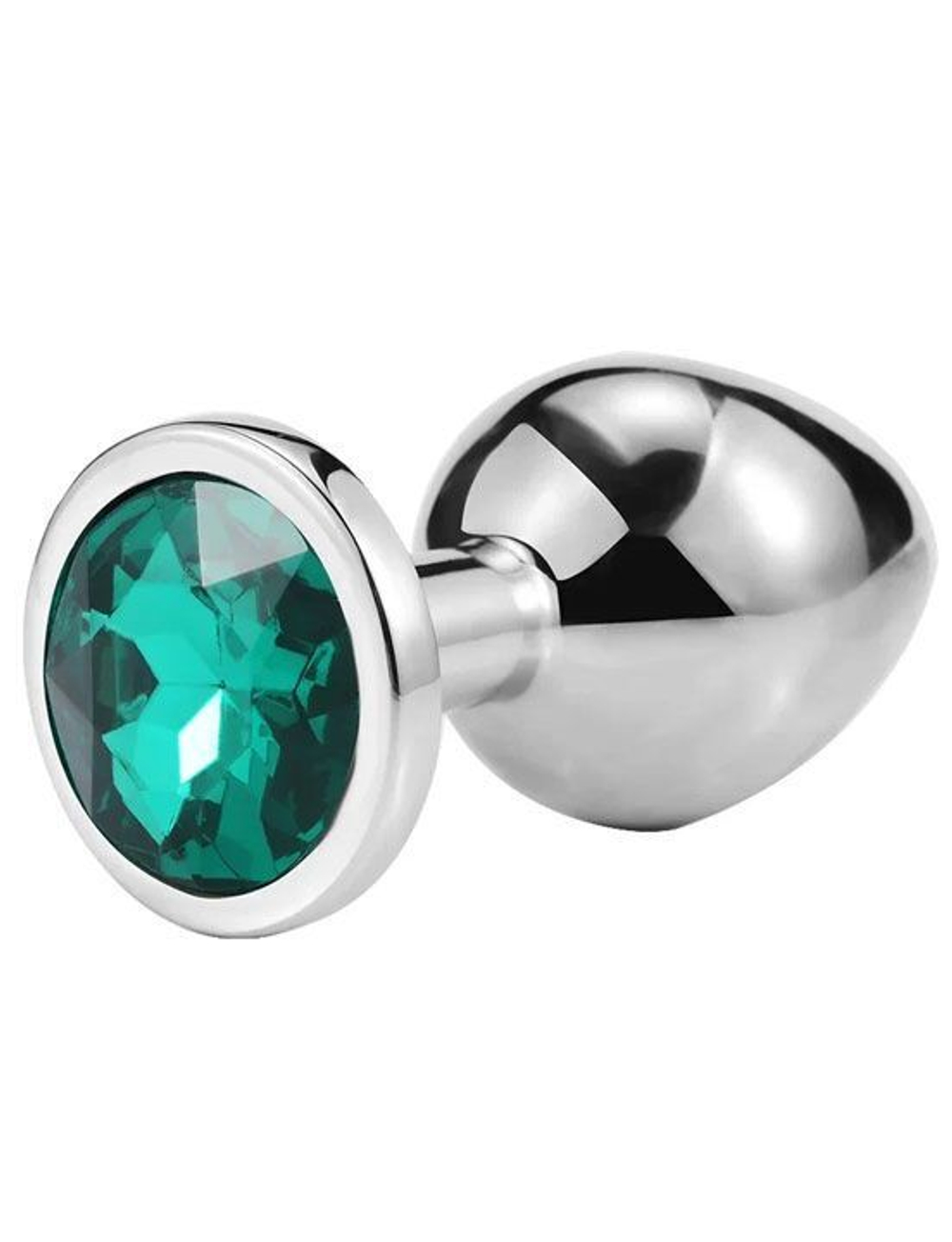 Серебристая анальная пробка iWonder c изумрудным кристаллом - 7,2 см. (Цвет: изумрудный)